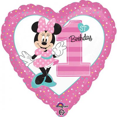 18" Minnie 1st Birthday Heart